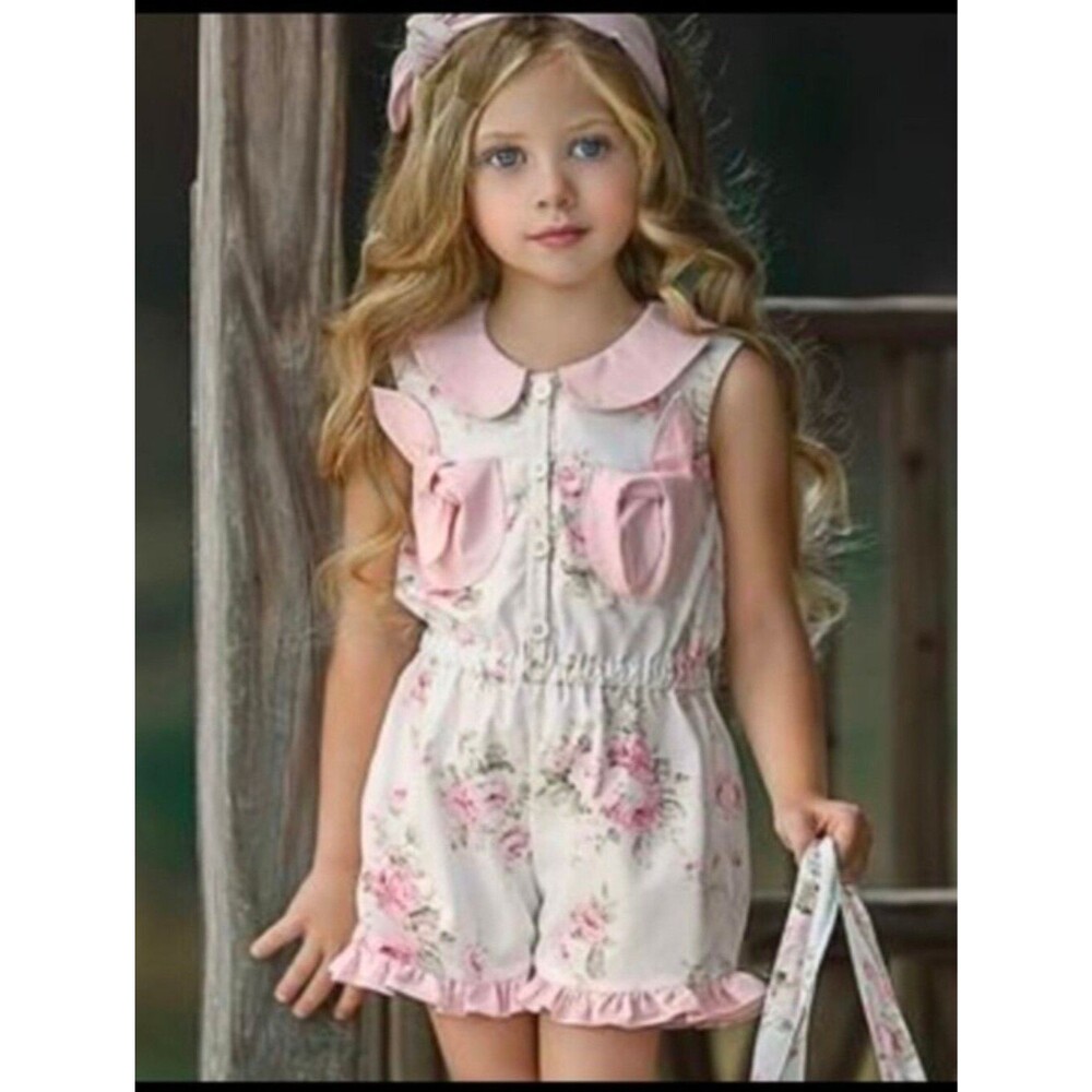 Dollcake Floral Ruffle Girls' Shorts Romper Size 4